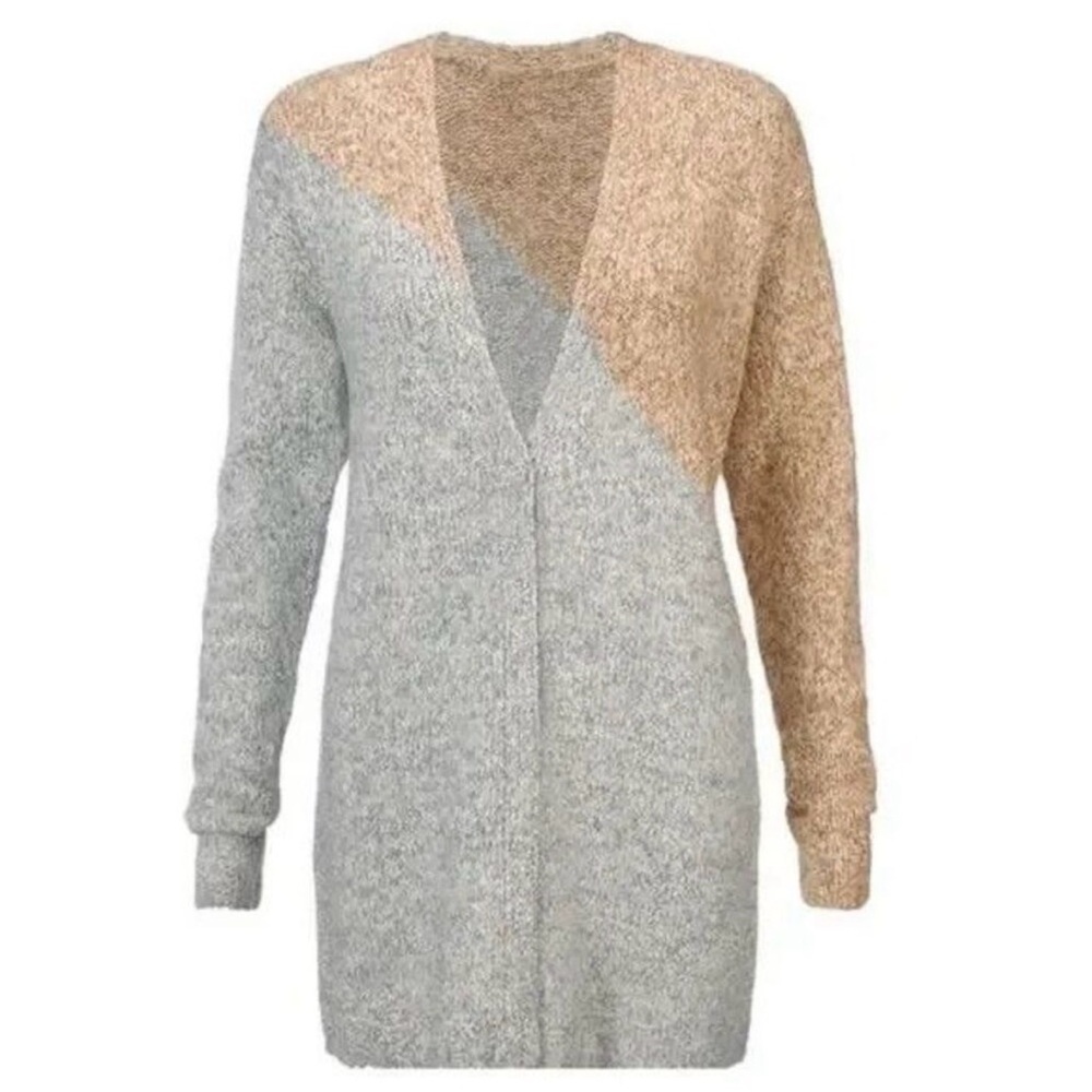 Cabi Tilt Cardigan style #3886 gray and tan size XS